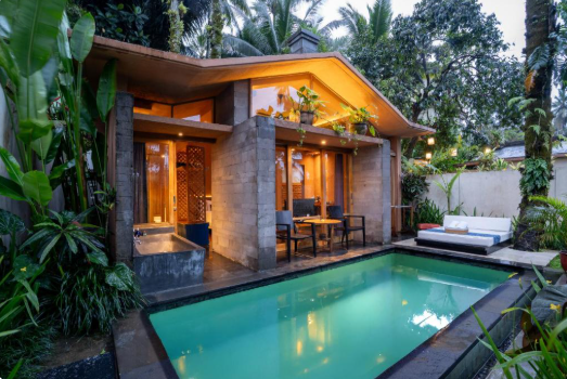 Amora Ubud private infinity pool villa overlooking rice terraces Bali Indonesia